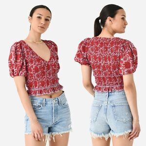 Cleobella Women’s Bella Top XS Puff Sleeve Smocked Cottagecore Boho